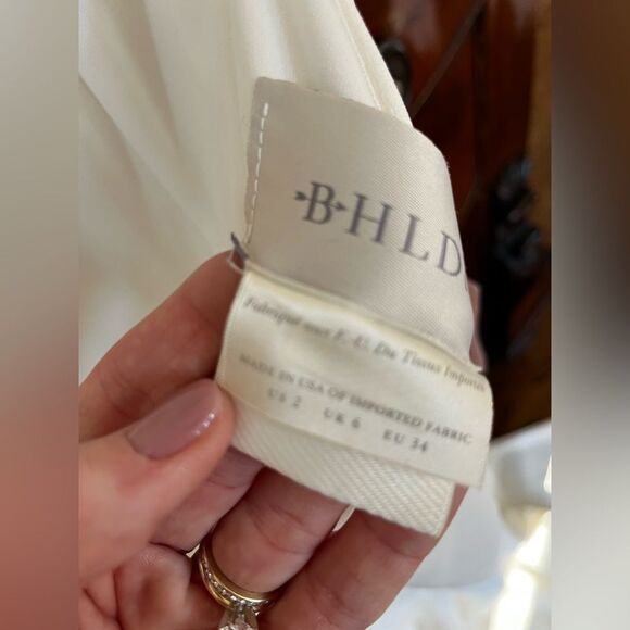 BHLD High Neckline Juliana Stretch Crepe Maxi Dress, side slit silhouette Size 2 - Picture 8 of 11